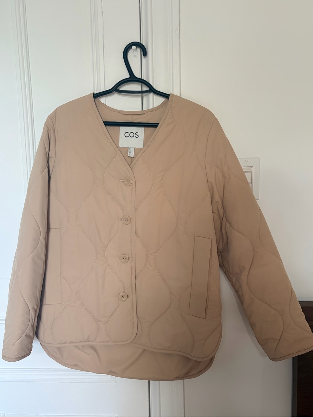 COS Quilted Button-Front Jacket in Beige